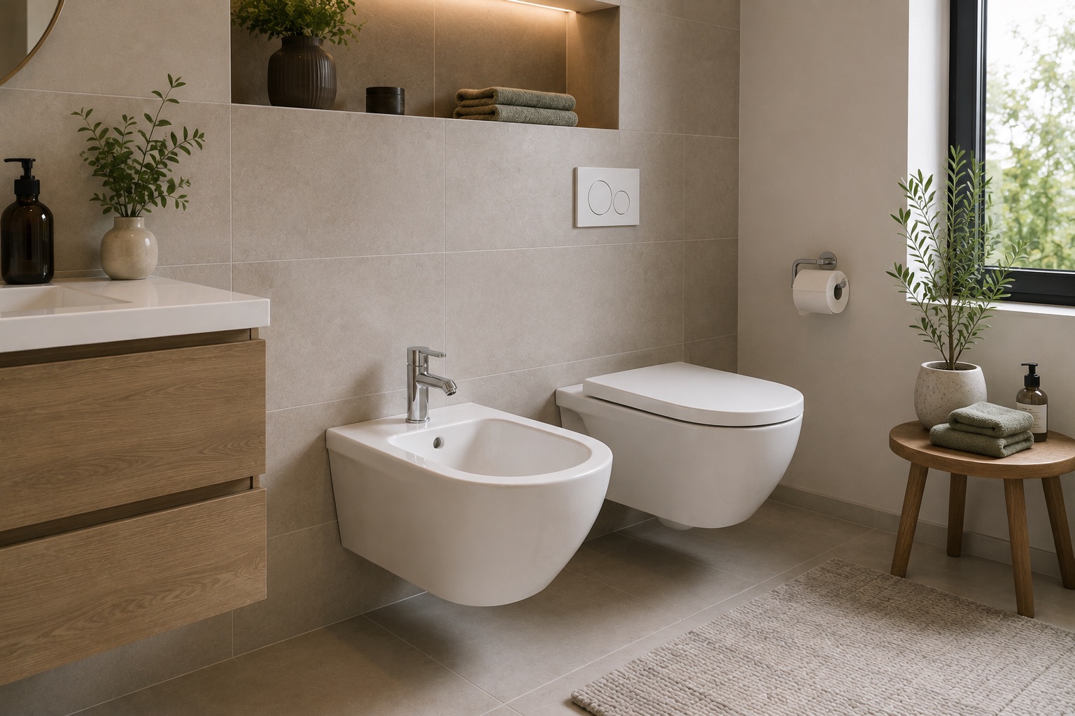 Bidet installé dans une salle de bains contemporaine