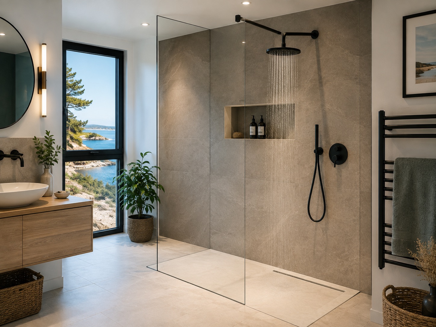 Douche à l'italienne réalisée dans le secteur d'Auray et Quiberon