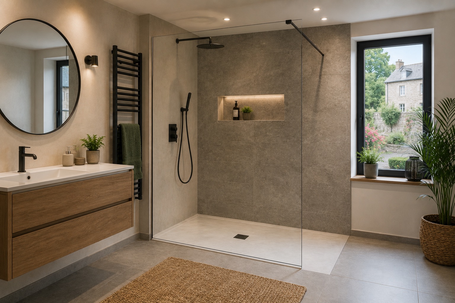 Douche à l'italienne réalisée dans le secteur de Pontivy