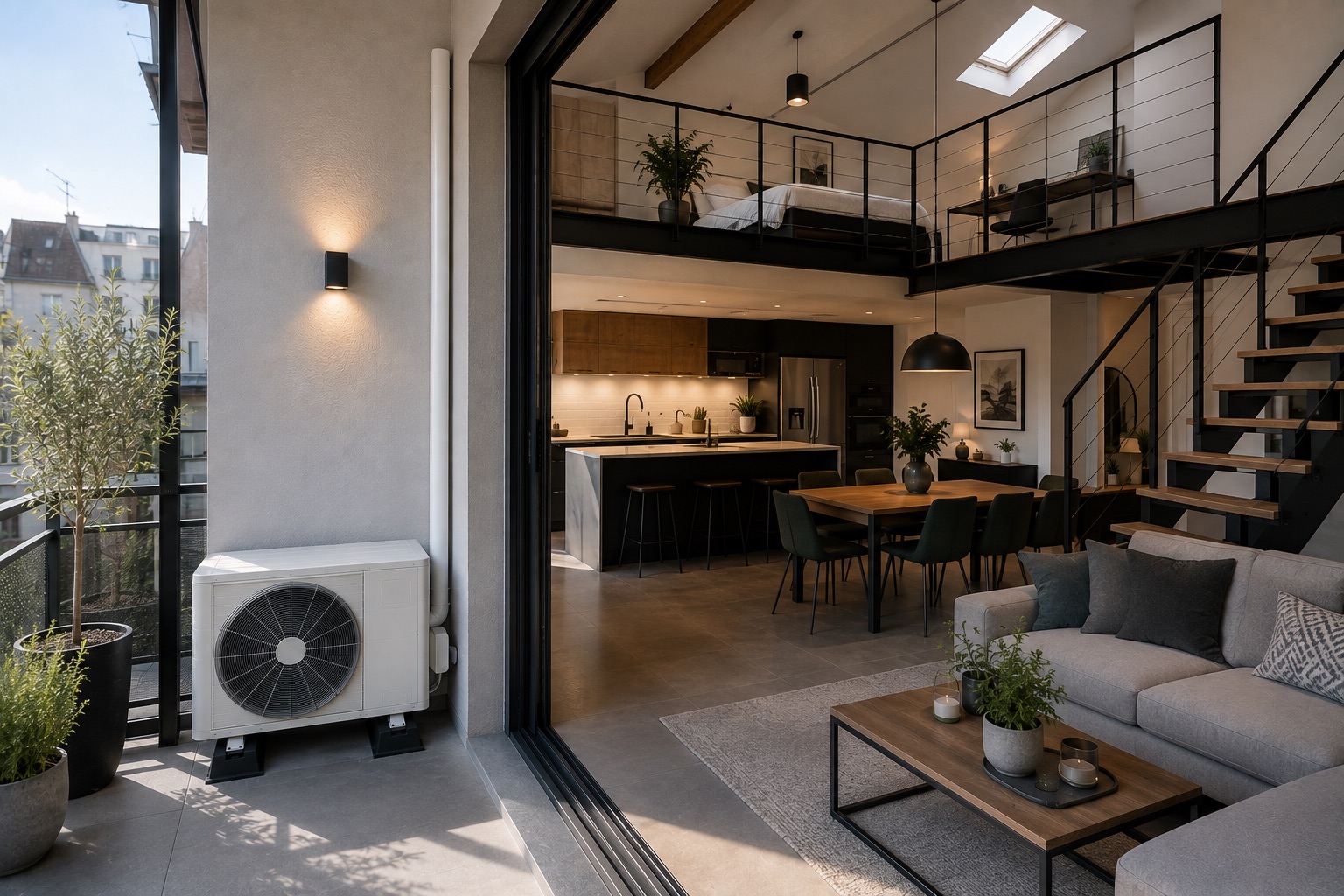 Pompe à chaleur en duplex et mezzanine, secteur de Lorient