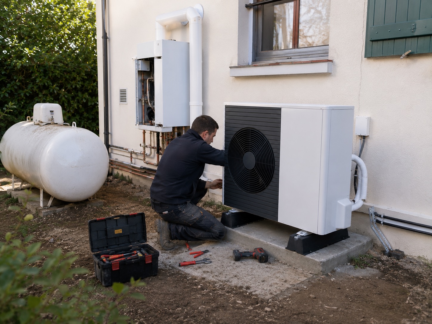 Remplacement d'une chaudière propane par une pompe à chaleur, secteur de Lorient