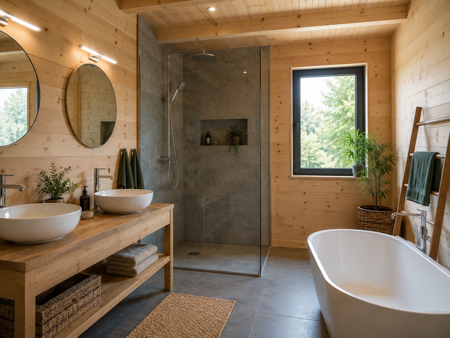 Salle de bains aménagée dans une maison à ossature bois