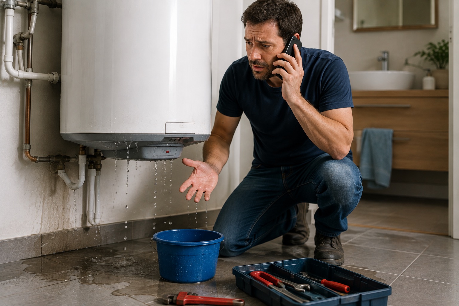 Chauffe-eau électrique présentant une trace d'eau