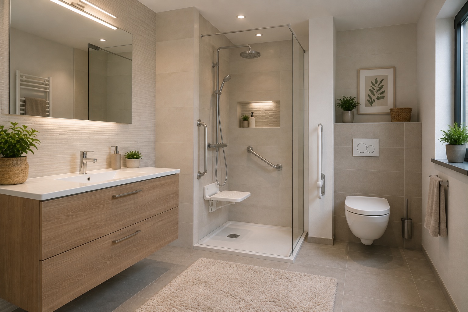 WC suspendu en salle de bains, secteur de Lorient